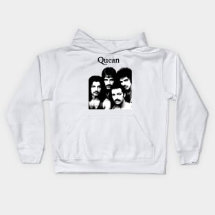 Cursed Classic Rock Band PARODY Funny Off Brand Knock Off Meme (Black & White) Kids Hoodie